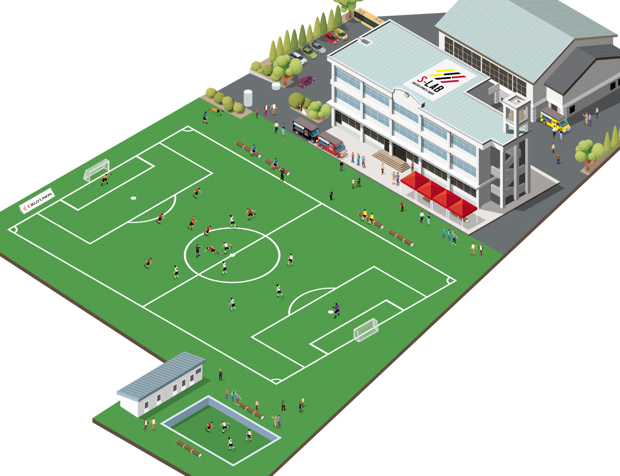 複合型スポーツ施設 S Lab サッカーグランドを核に 人とまちが元気になる学舎